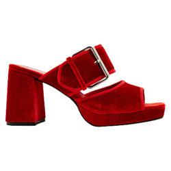 Finery Holly Mule Block Heeled Sandals, Red